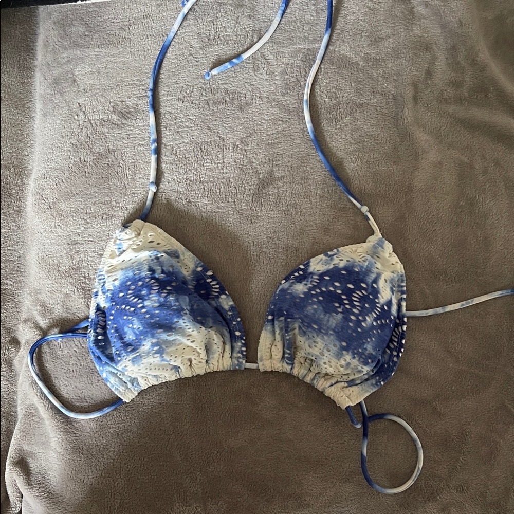 OP Blue and White Bikini Top